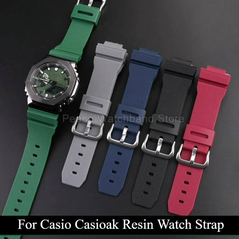 ​ ​ ホワイト透明レッドグレーカシオストラップ CasiOak GM2100 GM5600 GA2110 16 ミリメートル破れにくい樹脂時計ストラップ凸リンクブレスレット