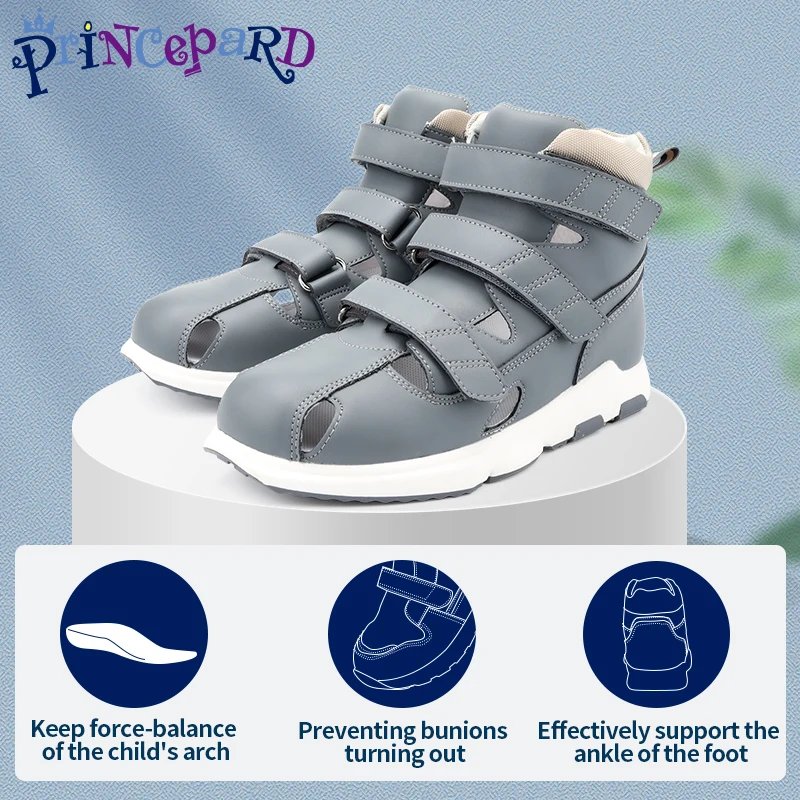 Kids Orthotic Sandals Princepard 2022 Summer Flat Feet Clubfoot First Walking Ankle Support Corrective Shoes Size EU 32-37