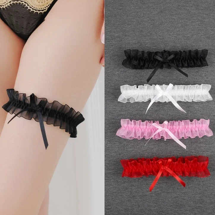 Lace Leg Garters Floral Bowknot Girls Stocking Ring  Elegant Cosplay Thigh Loop Girls Wedding Party Bridal Lingerie Harness