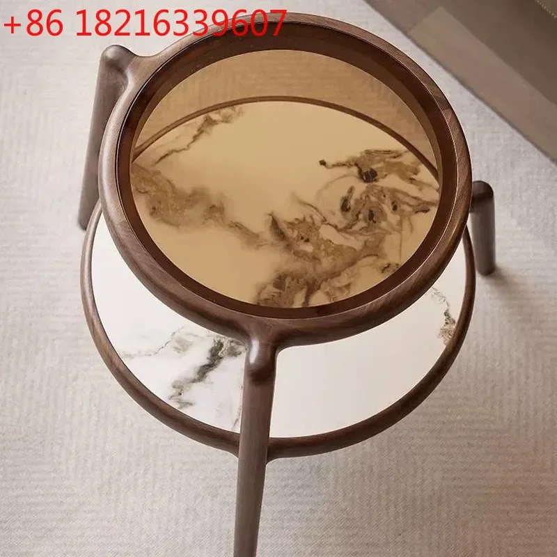YAO North American Black Walnut Solid Wood Round Edge Side Table Removable Living Room Coffee Table Simple Home Leisure Furnitur