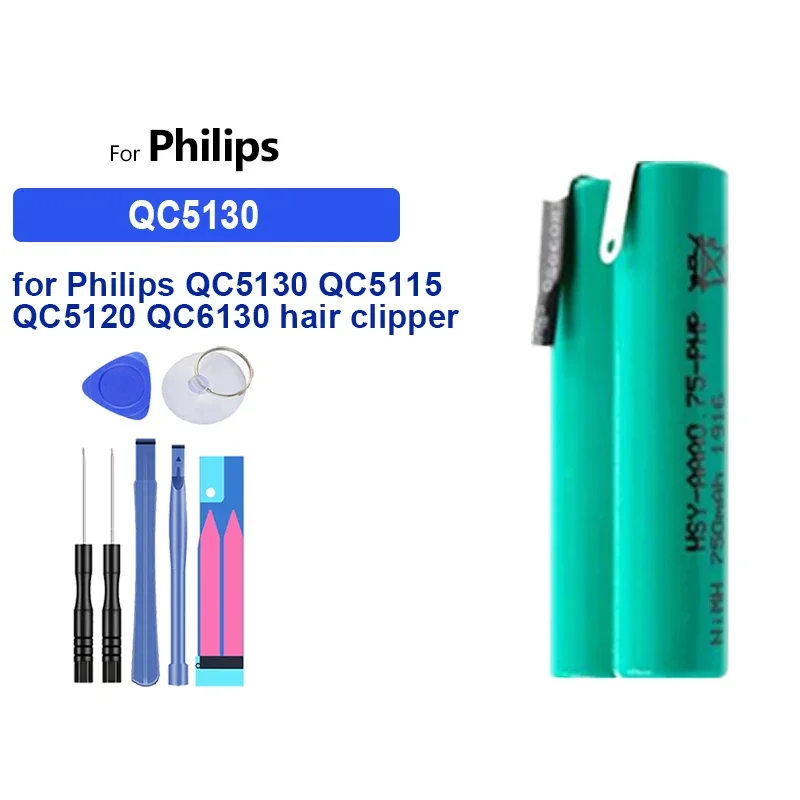 Portable Battery for Philips QC5130 QC5115 QC5120 QC6130 hair clipper Big Power Bateria