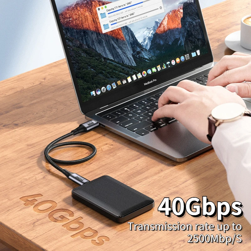 JORS USB C إلى نوع C كابل بيانات Thunderbolt 4 3 40Gbps 100 واط شحن سريع 8K 60Hzfor المحمول القرص الصلب ماك بوك برو الهاتف المحمول