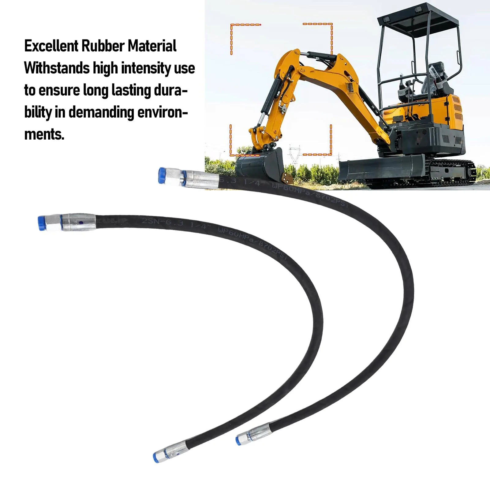 Excavator Diverter Valve Hose 1/4in Interface Excavator Throttle Valve Connection Hose 32in Length for Construction Site