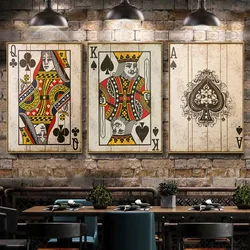 Vintage Poker Poster Playing Cards Queen King Decorative Paintings Posters and Prints Canvas Wall Art Picture Bar Pub Home Decor