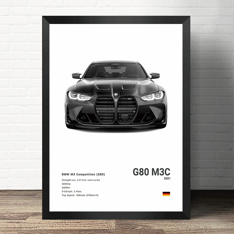 Famous Cars M5 CS G80 M3 Canvas Wall Art Print Poster M3 CSL E36 E39 Decorative Mural Modern Home Decor Birthday Gift Unframed