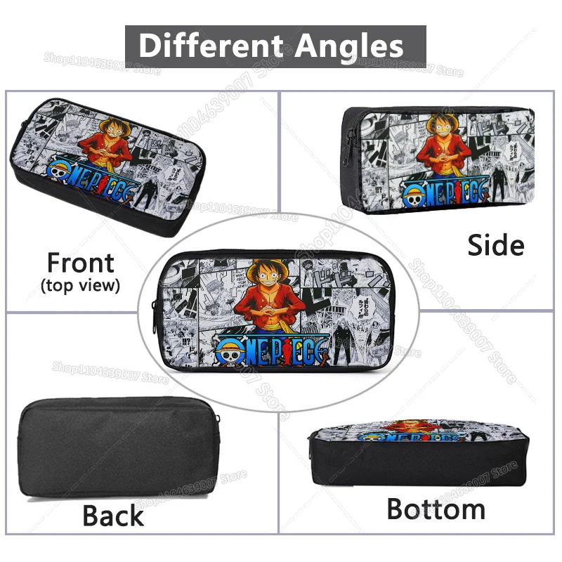 Anime Luffy Cancas Student Pencilcase One Pieces Print Pencil Bag School Supplies Stationery Storage Pouch Pen Box Case - view 3