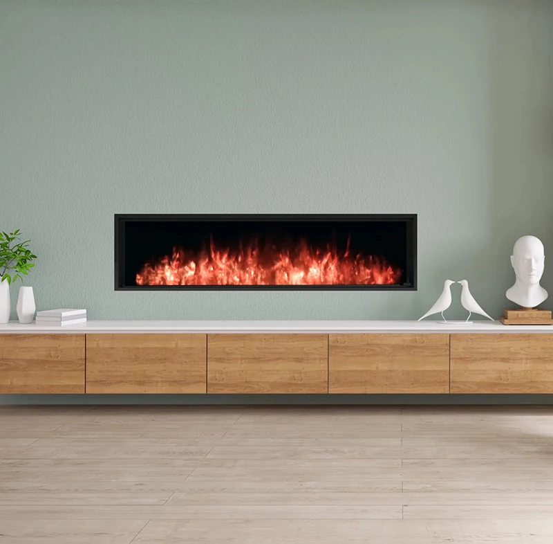 Best Quality 3 Sided Electric Fireplace Heater 44 56 68 80 96 Inch Double Sided Electric Fireplace WIFI APP