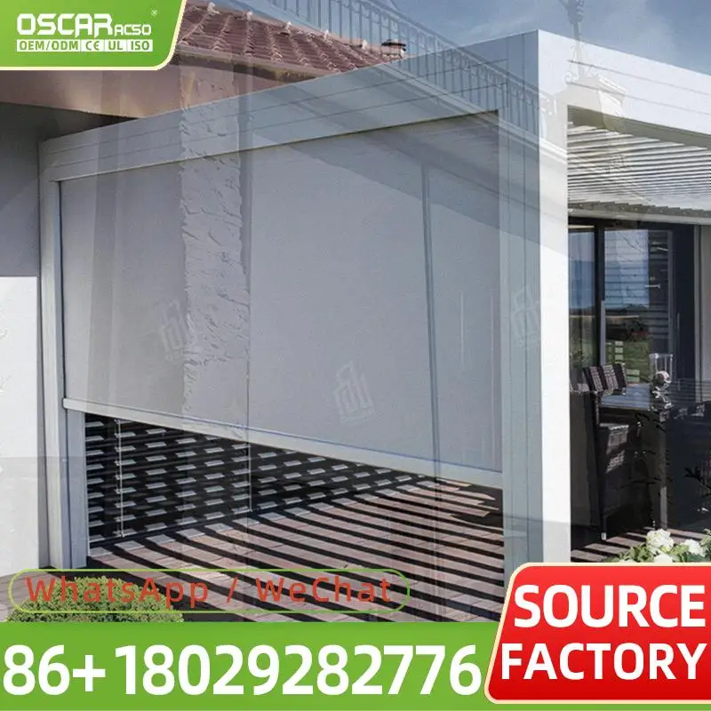 Outdoor Motorized Louvered Aluminum Gazebo and Pergola for Patio Garden Backyard Rolling shutter