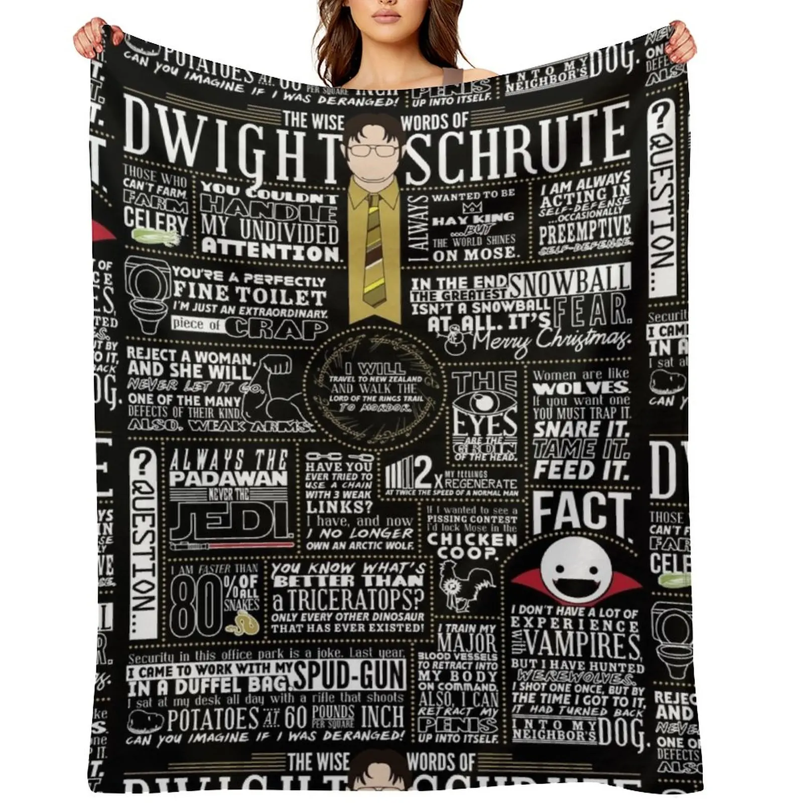 

The Wise Words of Dwight Schrute (Dark Tee) Throw Blanket Weighted Beautifuls Thermal Beach Blankets