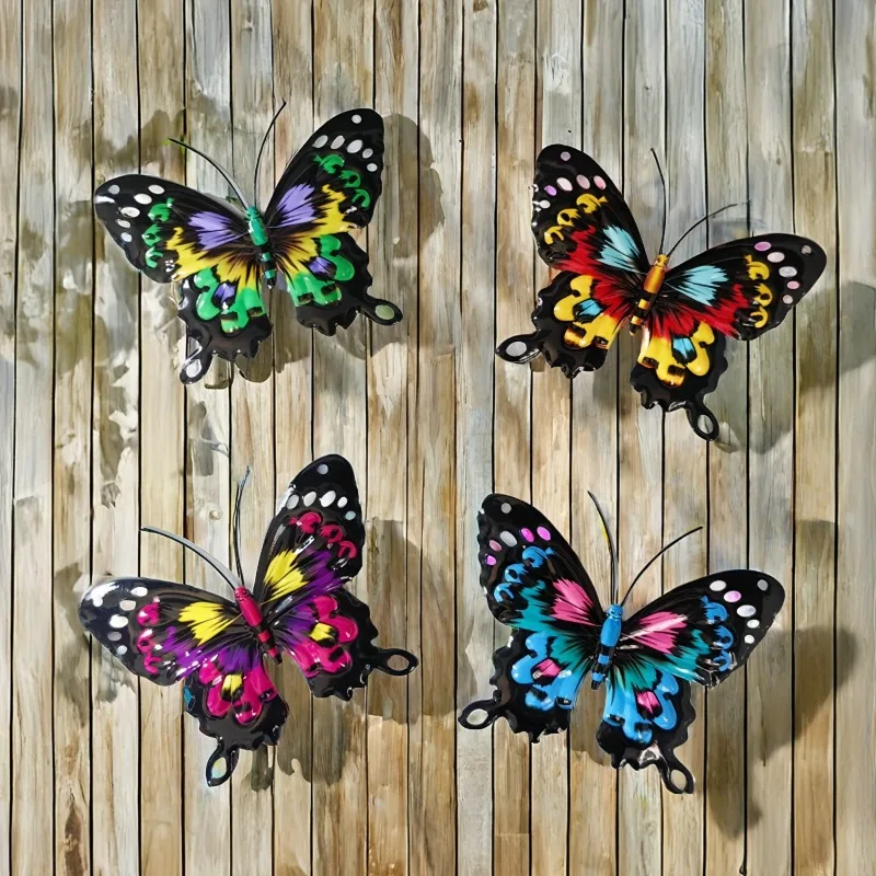 4pcs/set Iron Metal Butterfly Wall Art for Outdoor Fence Garden Hanging Decor Rustproof Iron Craft Home Decoration