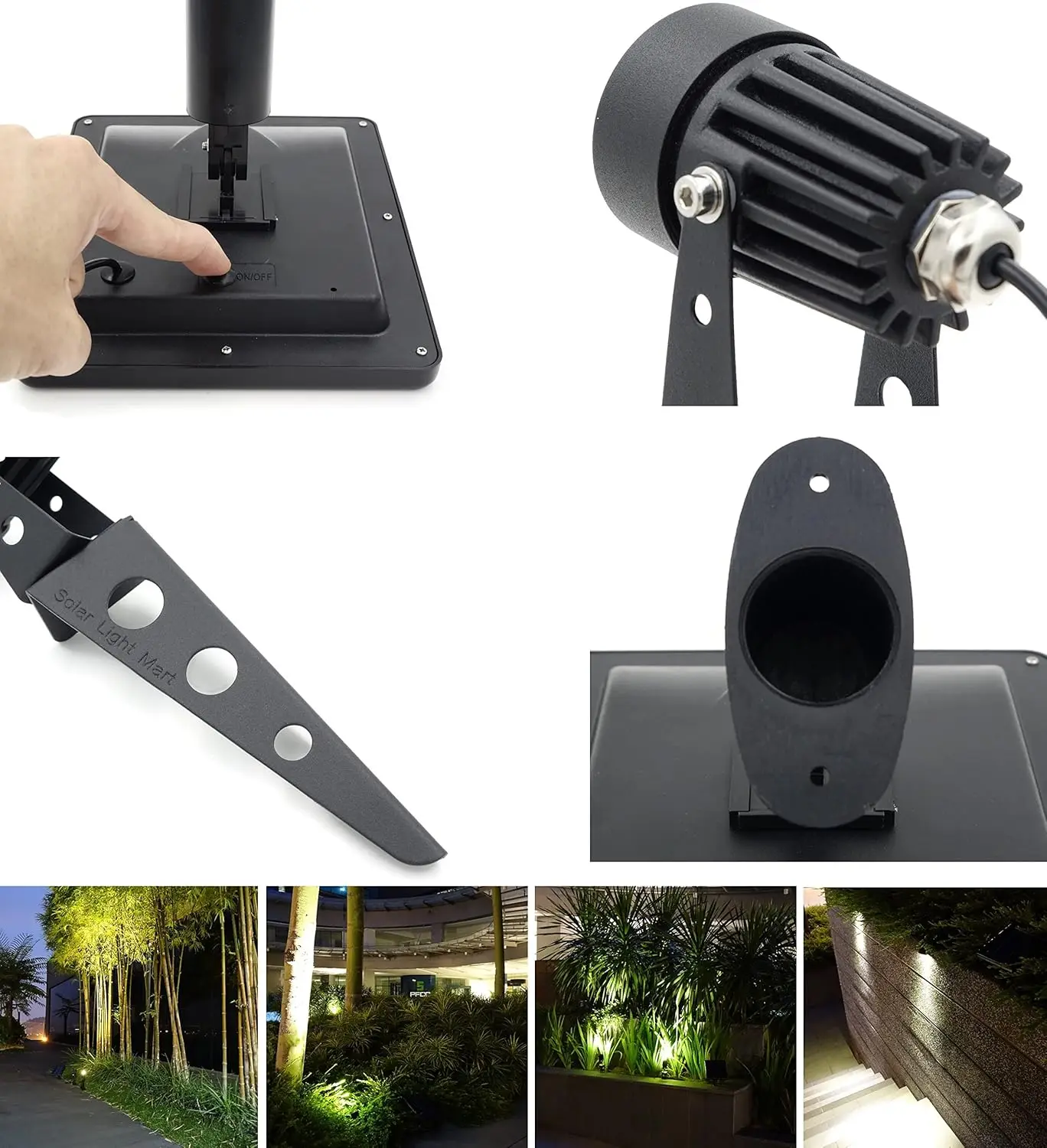 Twin Solar LED Spotlight for Outdoor Garden, 60-100 Lumen, Warm White Light with Adjustable Brightness view 4