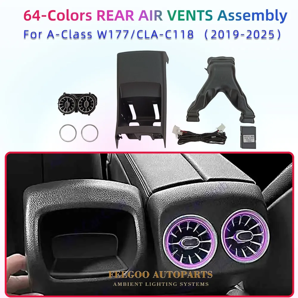 

Luminous Turbine Air Vent Assembly with 64-Color Ambient Light for Mercedes New A/B-Class W177 W247 CLA C118 GLA/GLB W247 X247