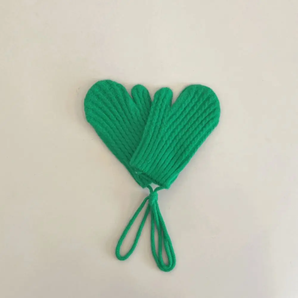 

New Autumn Winter Knit Gloves Coldproof Solid Color Children Mittens Casual Warm Lacing Gloves for Children