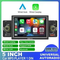 SWM 151C Car Radio 1Din MP5 Player Autoradio Stereo 5 Inch Touch Screen Carplay Android-auto Bluetooth Universal Multimedia Play
