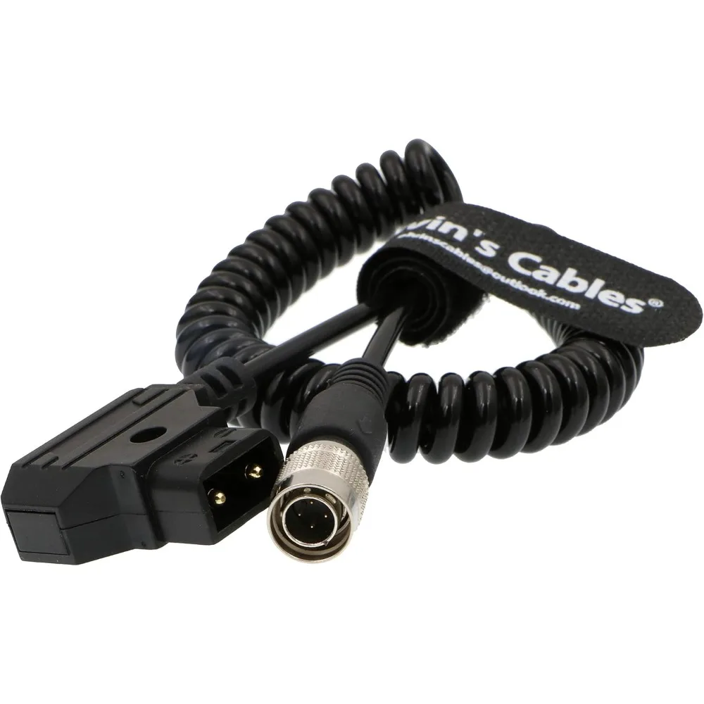 Alvin's Cables Sound Devices ZAXCOM Coiled Power Cable D Tap to 4 Pin Hirose Male