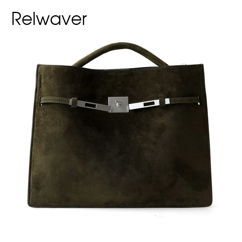 Relwaver bolsa de ombro feminina camurça couro fino mensageiro sacos 2025 inverno moda bolsa chique grande cruz corpo saco