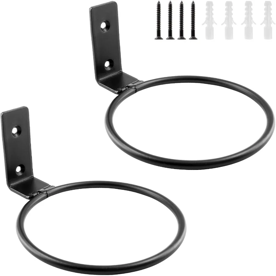

2 Pack 6 inch Flower Pot Holder Ring Flower Pot Holder Ring Wall Mounted Set Wall Mounted Metal Planter Hanger Matte Black Hang