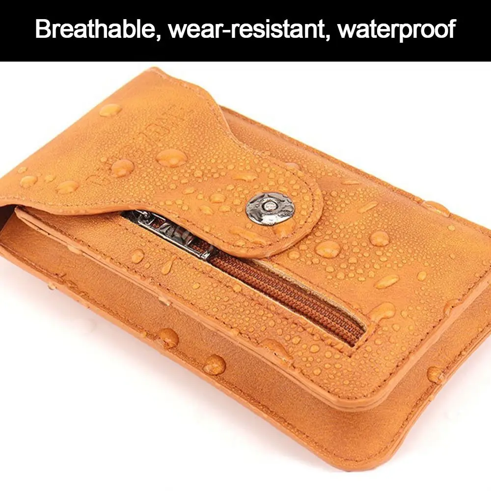 กระเป๋าคาดเอวหนังแฟชั่นอเนกประสงค์สำหรับผู้ชาย  กระเป๋าใส่โทรศัพท์กันน้ำ