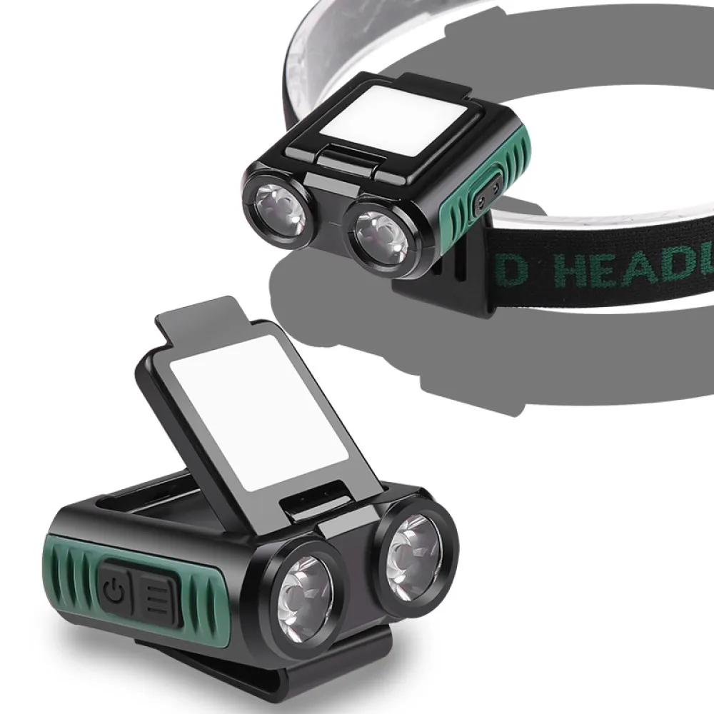 Recarregável Smart Induction LED Headlamp, Cap Clip Light, 5 Modos de Iluminação, Head Flashlight para Outdoor, Pesca, Camping