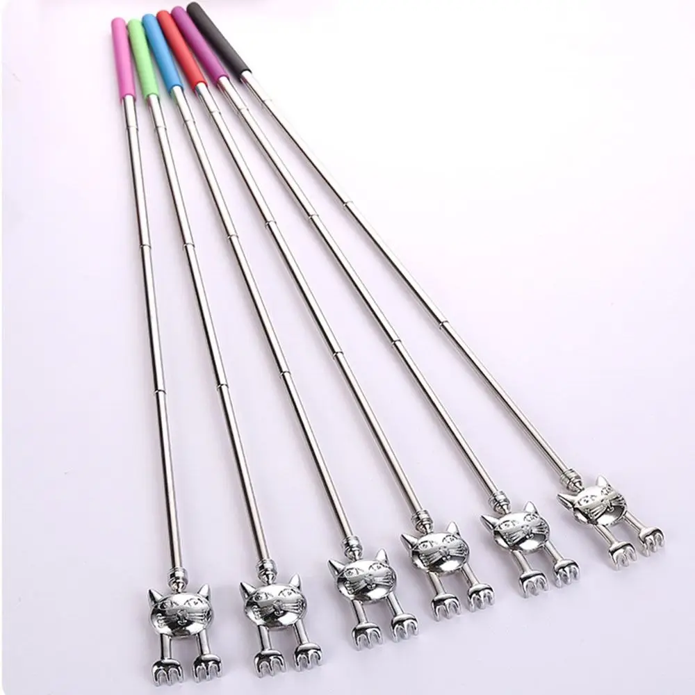 สแตนเลส Tickle Back Scratcher Scratching บรรเทาอาการคัน Retractable นวดแมวน่ารักนวดผ่อนคลายด้านหลัง