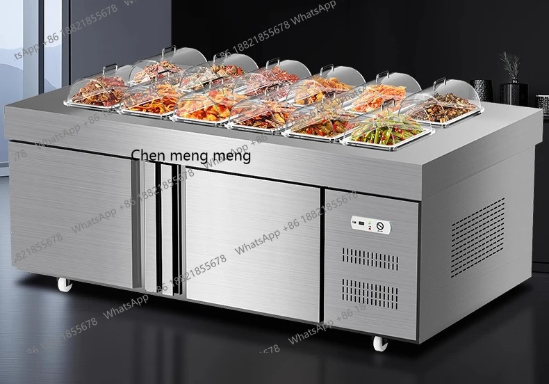 

Display refrigerated fresh-keeping salad table, kimchi fruit fishing refrigerator, supermarket cold vegetable freezer