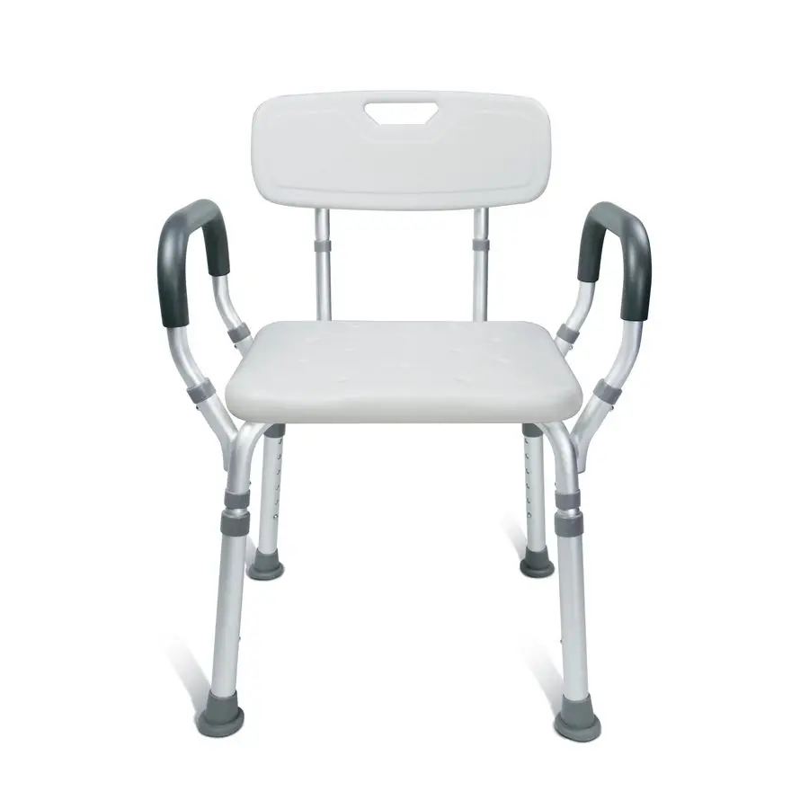 

Регулируемое усиленное кресло для душа с мягкими подлокотниками и спинкой, нескользящая медицинская скамья для душа/стул для ванной для пожилых людей и людей с ограниченными возможностями