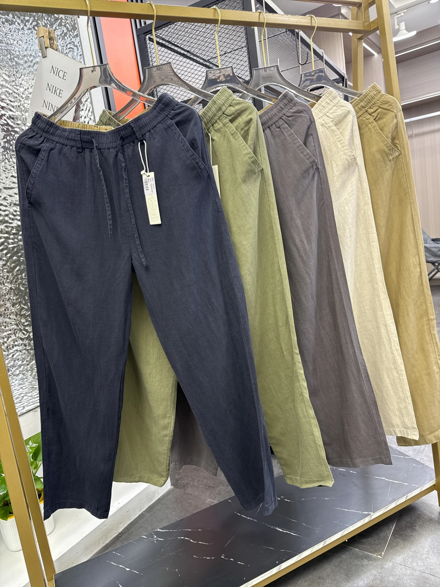 

Льняные повседневные брюки, свободные прямые брюки, однотонные, дышащие, мягкие на ощупь, летние мужские брюки Faion Urban Sle