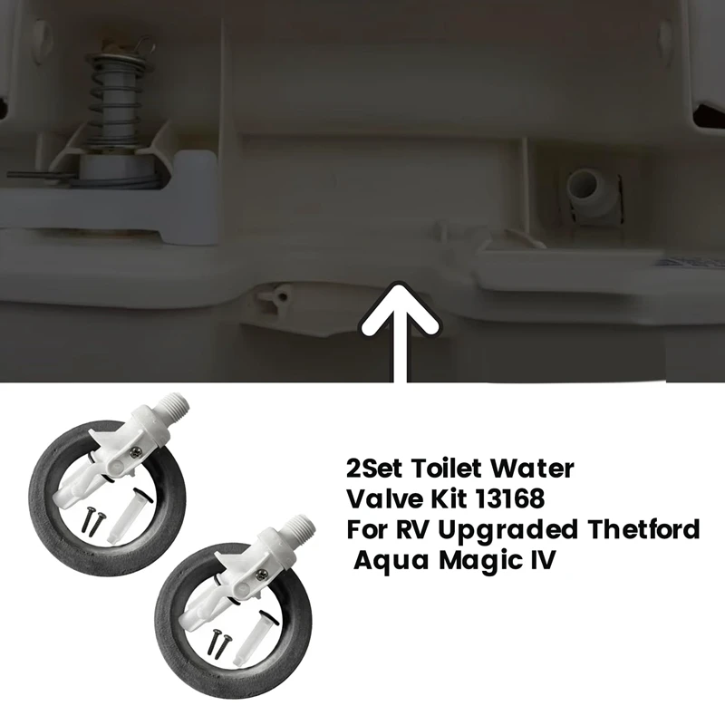 2Set Toilet Water Valve Kit For RV Part 13168 Upgraded Thetford Aqua Magic IV Leak Proof High Performance RV Replacement Parts