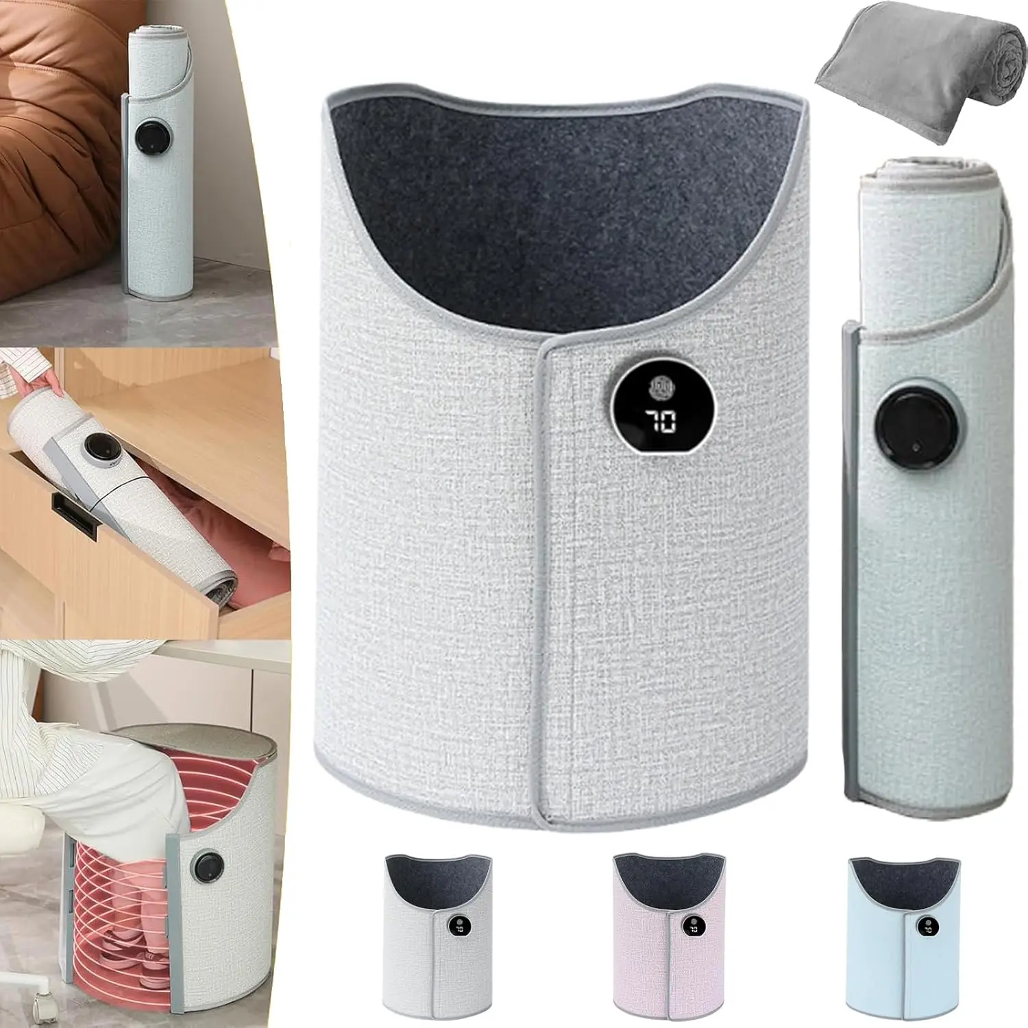 

Silent Foldable Leg Warmer Pro Flame-Retardant Under Desk Electric Foot Heater with Thermostat Auto Shut Off Timer for Office