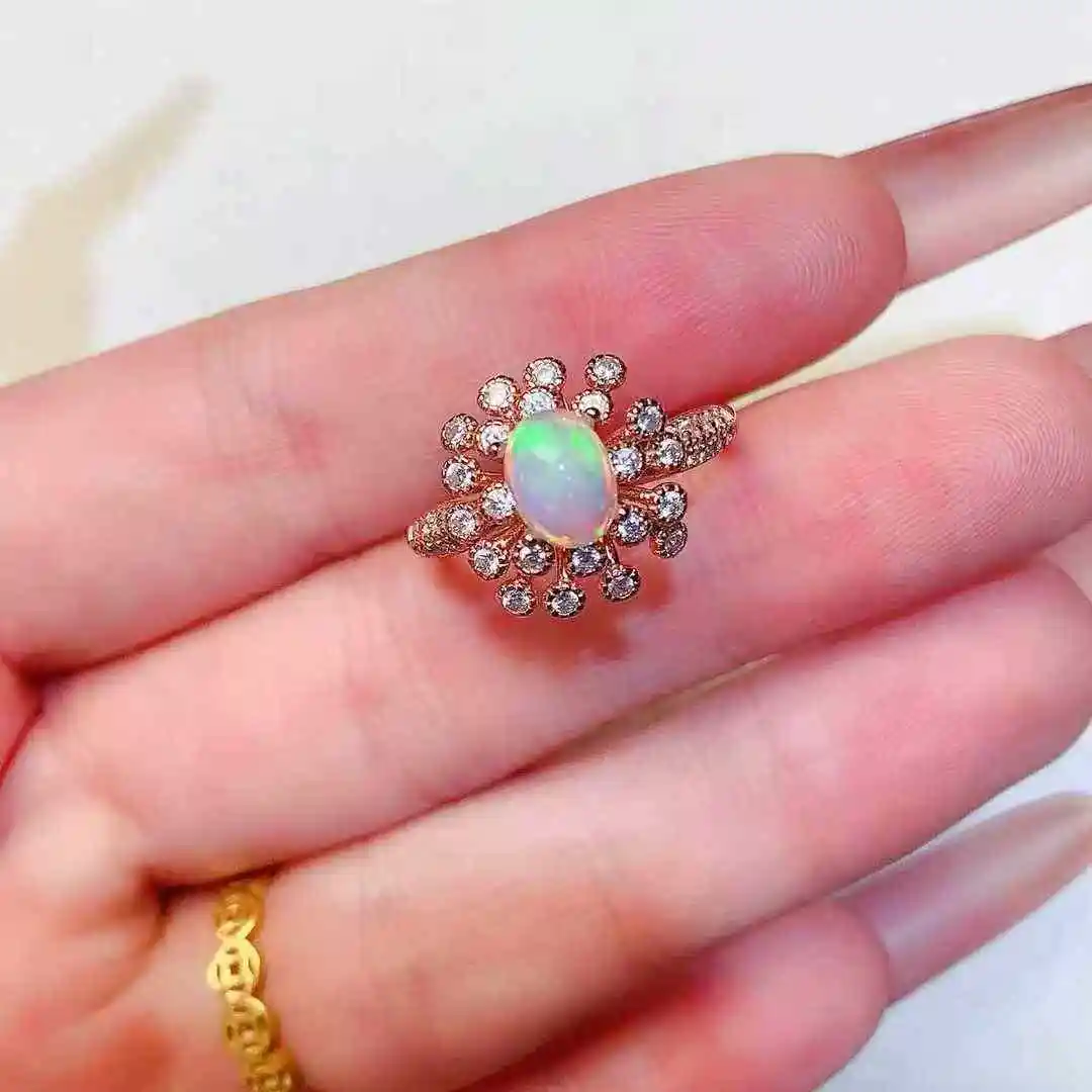 

High Quality New Arrival Natural and Real Natural Real Pink Opal Ring 925 Sterling Silver Ring for Women Wedding Ring