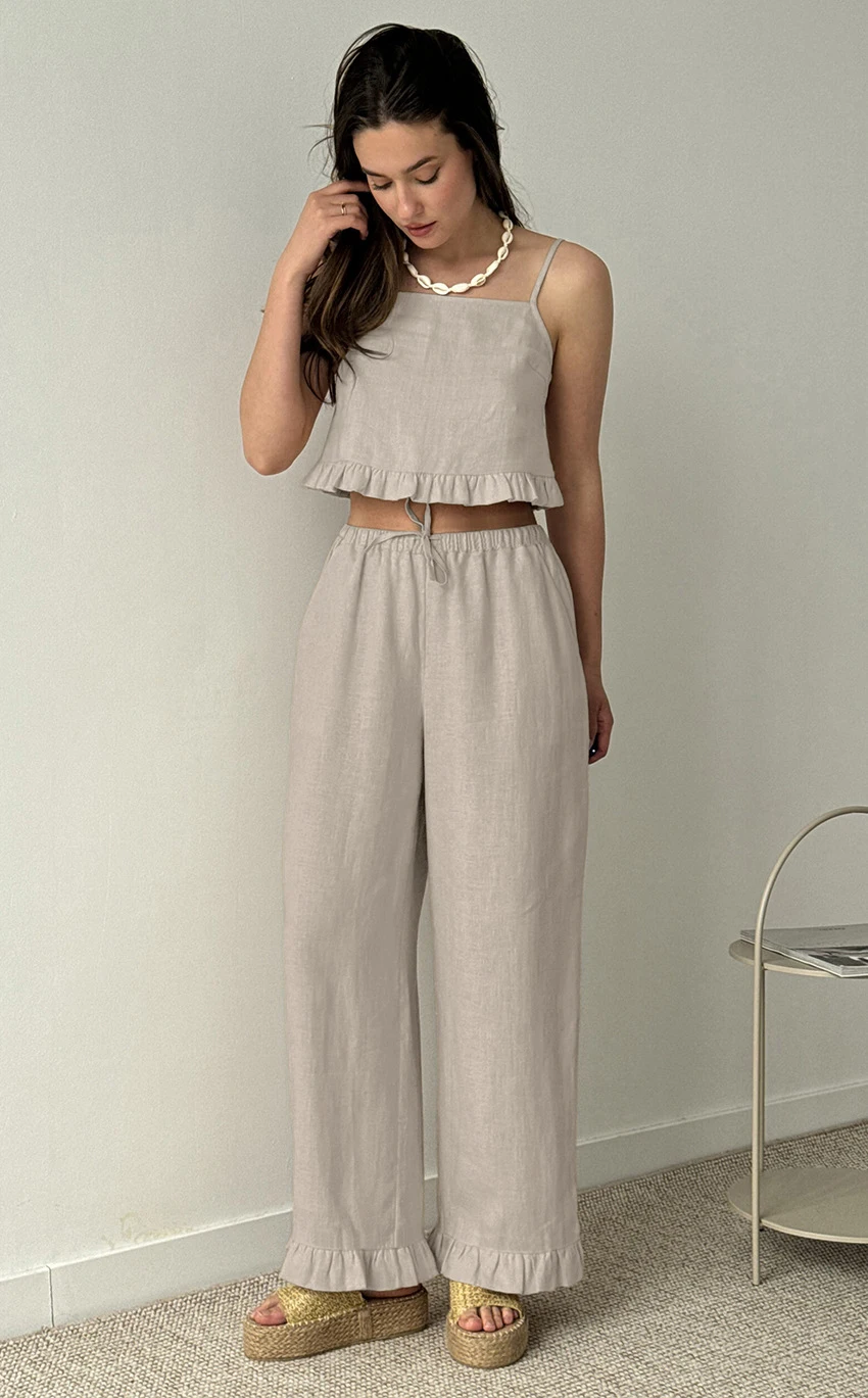 Marthaqiqi Home Clothes Women Crop Top Sleepwear Tank Tops Nightwear Spaghetti Strap Nightgowns Pants Casual Cotton Pajamas Set