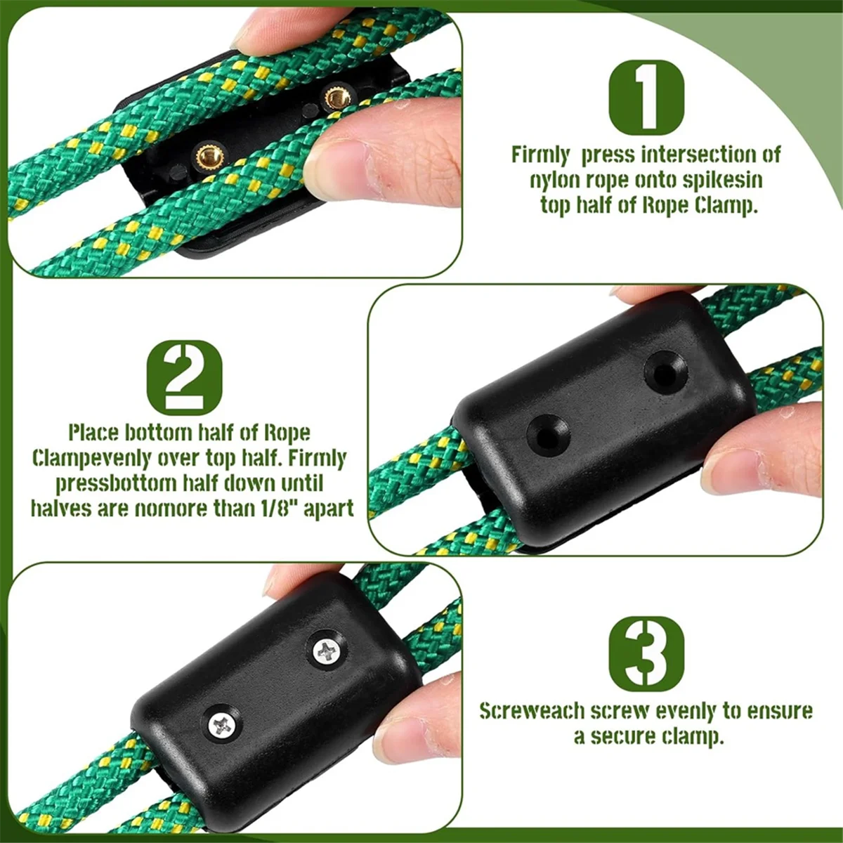 

ABNJ 4Pc Double Rope Clamps Reusable Rope Clamp 1/2in Plastic Cord Connector Suitable for 9-10mm Double Nylon or Braided Cord