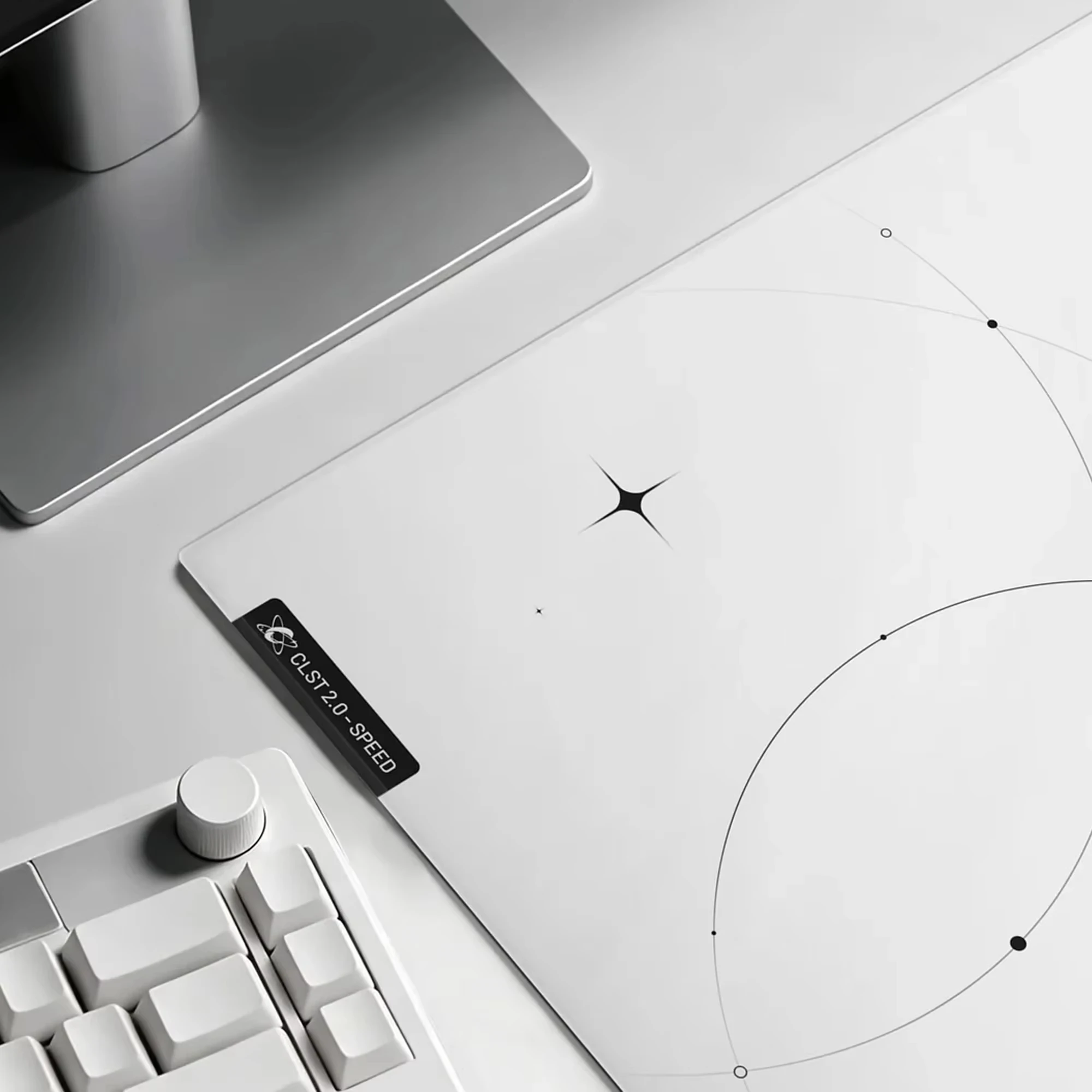 Black & White C-Clustrs Trace Glass Gaming Mousepad 2.0 Speed Desk Mat Esports Game 450x400mm Mousepad Large Gamer Accessory Pad