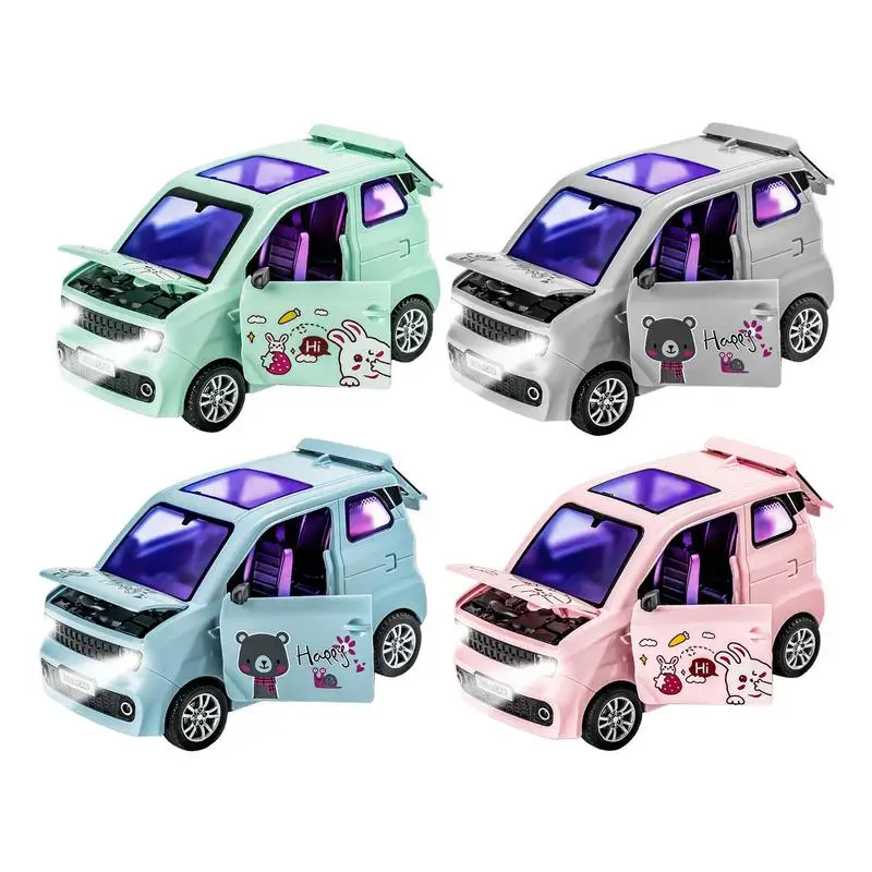 Mini-Autos für Kinder ziehen Autos Spielzeug kleine tragbare Spielzeug auto leuchten offene Tür Autos pielzeug mit Ton Kinder Simulation Autos pielzeug