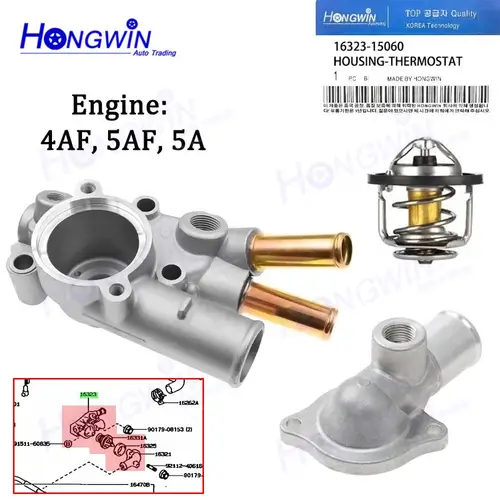 Carcasa del termostato de refrigeración del motor para Toyota Carina Sprinter Corona Corolla 4AF 5AF 5A 1989+ 16323-15060 16323 15060 16321-15020