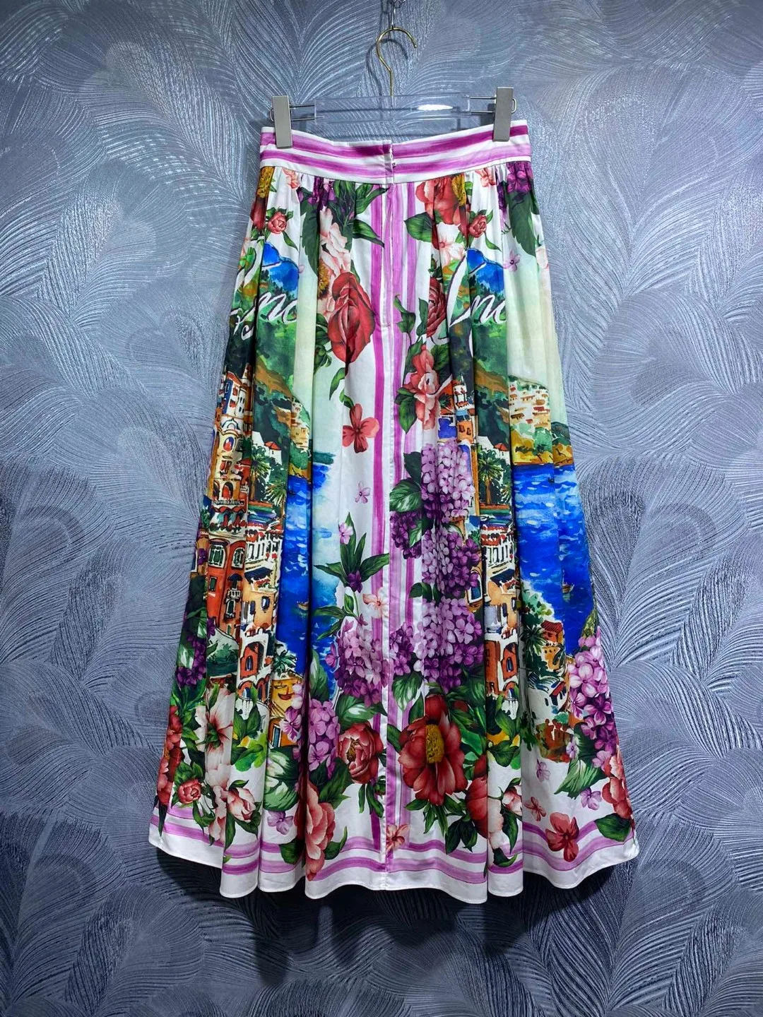 HIGH QAULITY Luxury Designer Summer Women Bohemian Floral Printed 100% Cotton A Line Maxi Skirt 2024 Fashion