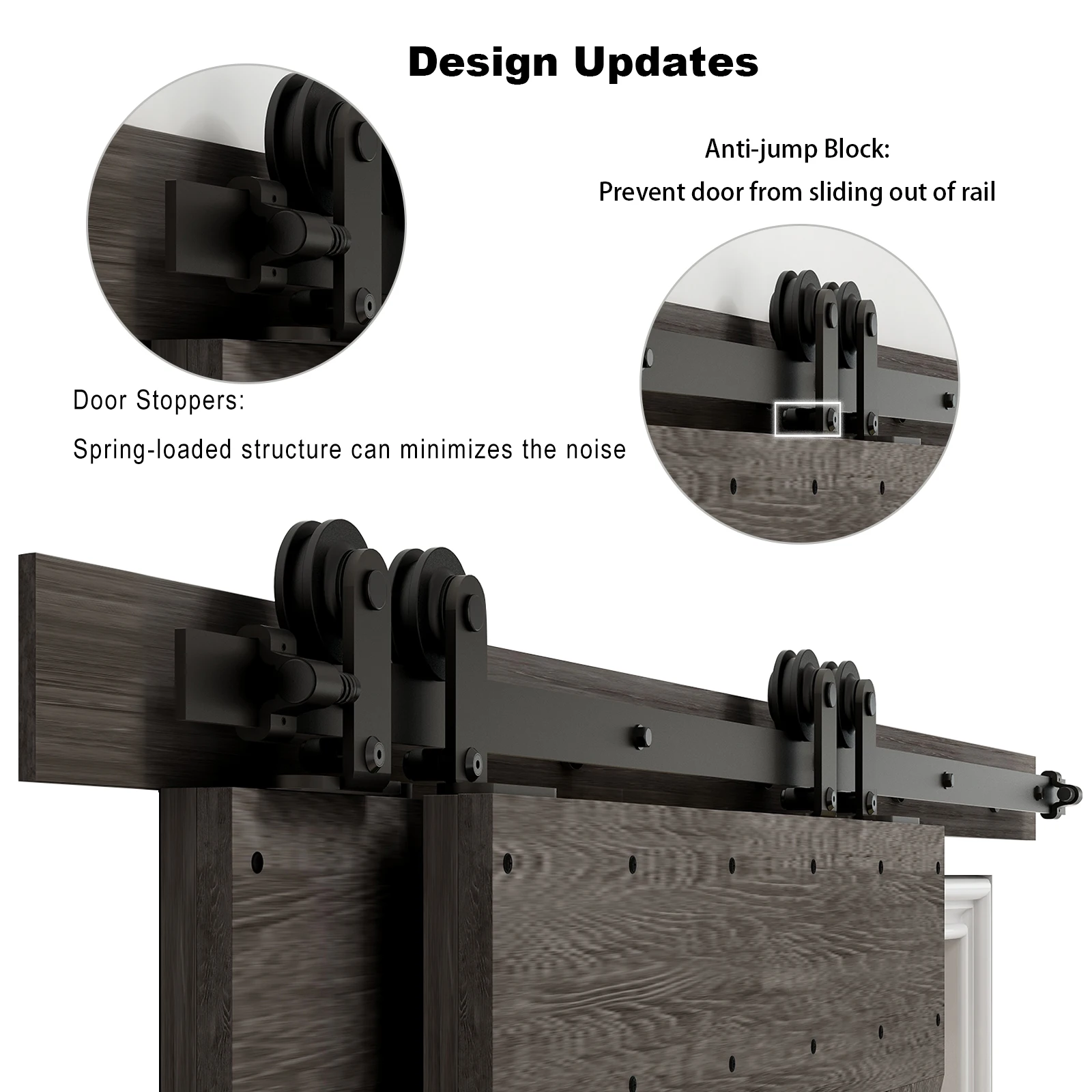 CCJH Bypass Double Sliding Barn Door Hardware Kit Single Track T Shape Hanger Heavy Duty Sliding Barn Door Rail System 4-16FT