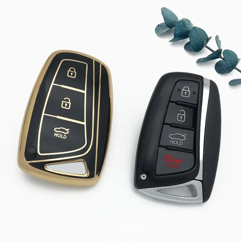 For Hyundai Grandeur HG Sedan Genesis G80 Santa Fe 3DM Grand SantaFe 2018 IX45 EQUUS Azera TPU Remote Key Case Cover Holder