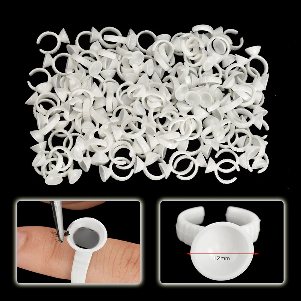 

100 Pcs Eyebrow Tattoo Ring Cup The Pigment Container Eyelash Makeup Tool Extension Ink