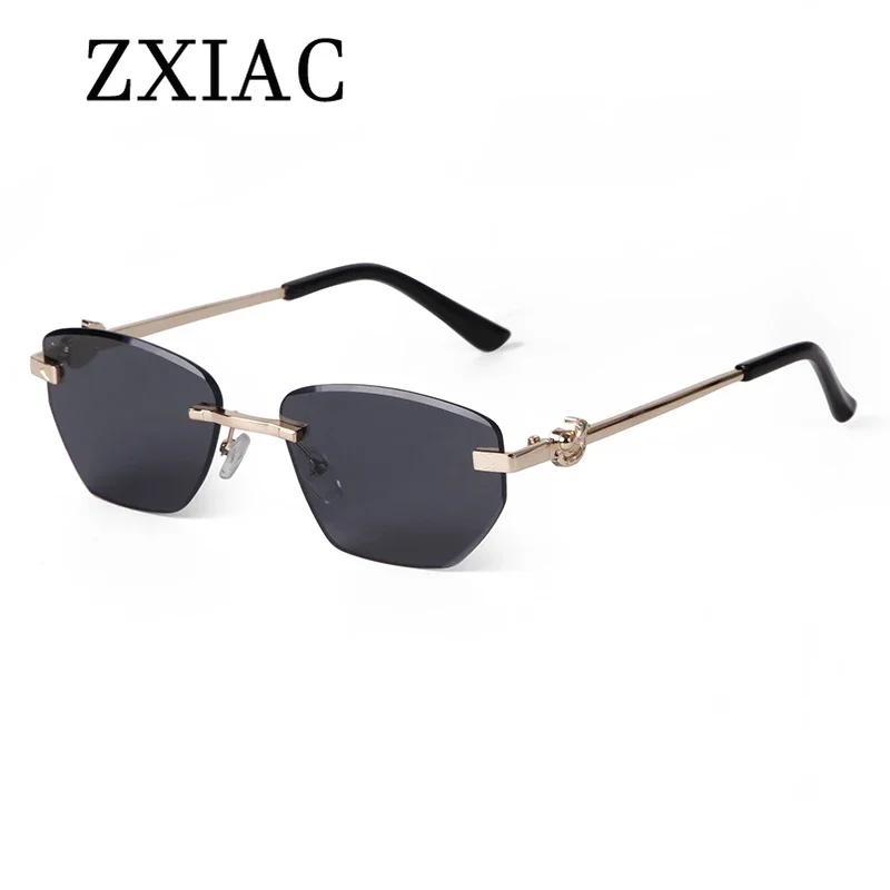 ZXIAC New Fashion Square Rimless Sunglasses Women Trendy Cut Edge Metal Frame Sun Glasses Men Brand Designer Classic Shades UV