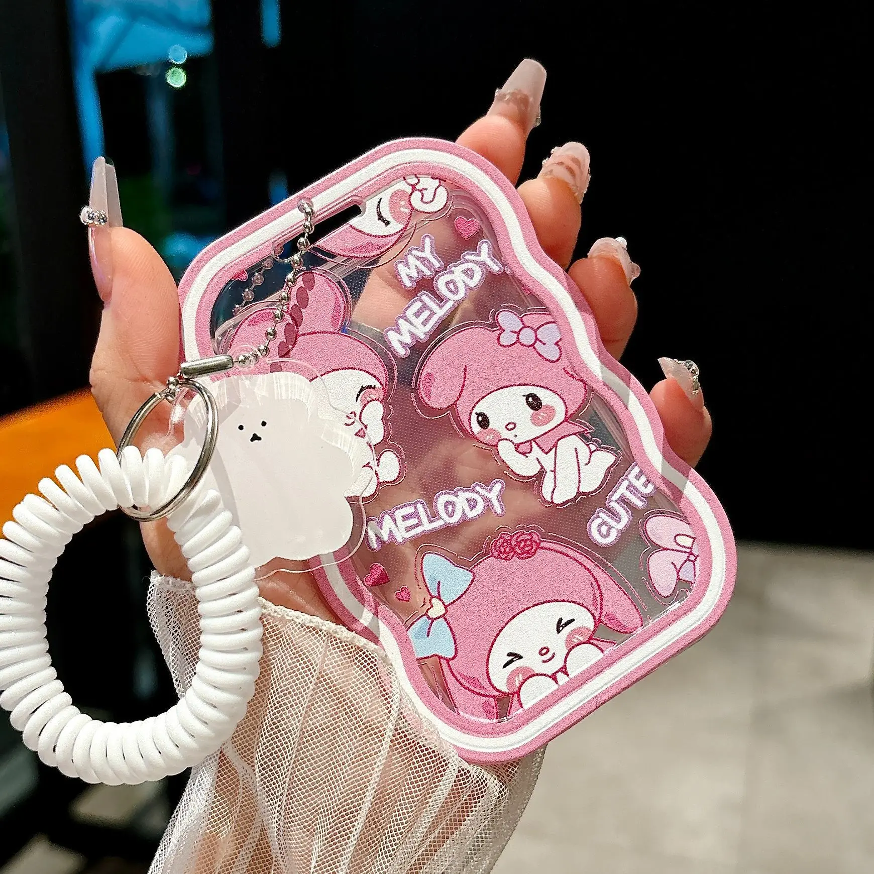 

Sanrio My Melody Cartoon Anime Holder Transparent Card Holder Keychain Photo Sleeves Bus Card Student Card Case Protector Gift