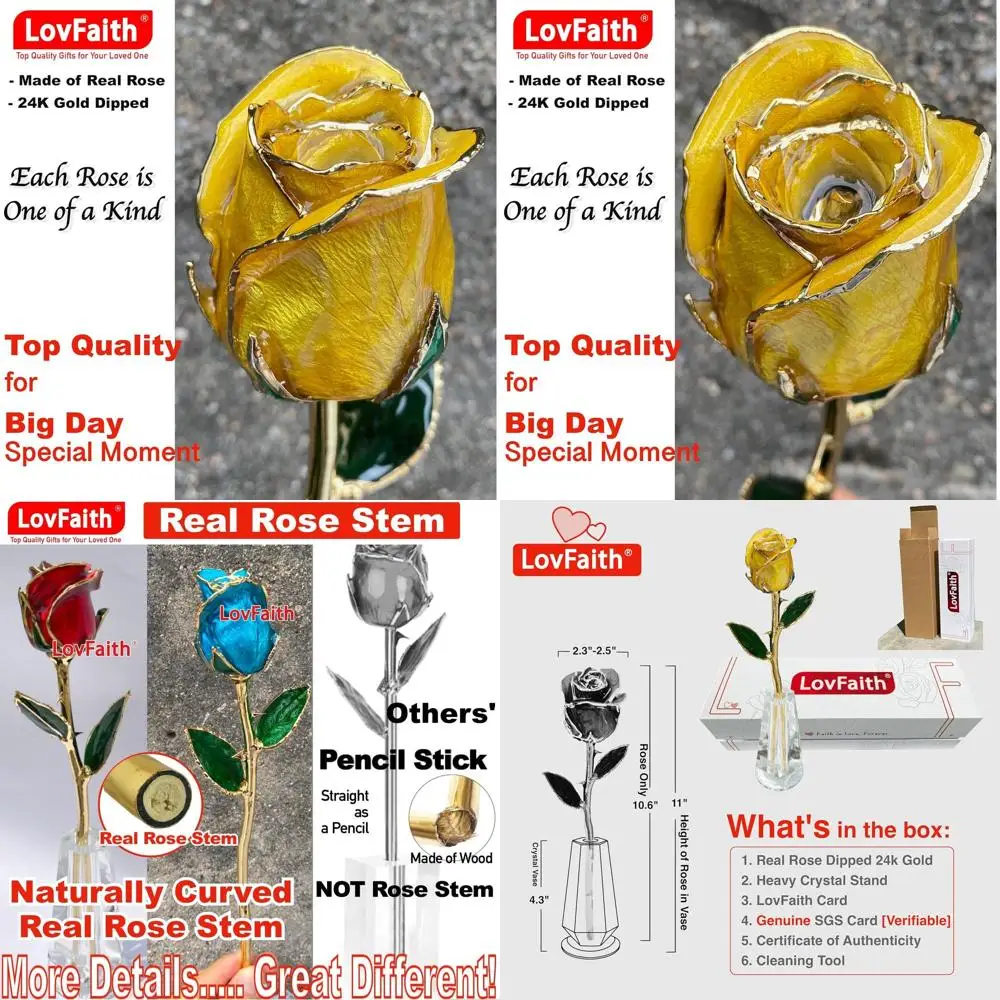 

Настоящая роза из 24-каратного золота с хрустальной подставкой — идеальный подарок на годовщину, день рождения или Рождество для жены, матери