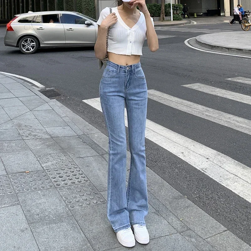 ZOENOVA Women Flare Jeans High Waist Flt Skinny Jean Femee Pants 2023 Hot Elastic Fashion Korean Y2K Denim Pant Trousers 4 Color