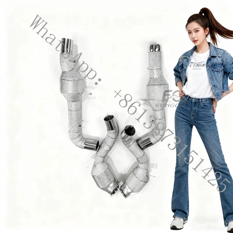 

Suitable Exhaust Catted Downpipe GT GTC GTS GTR 4.0T 2020+ with OPF and Heat Shield Engine Light I