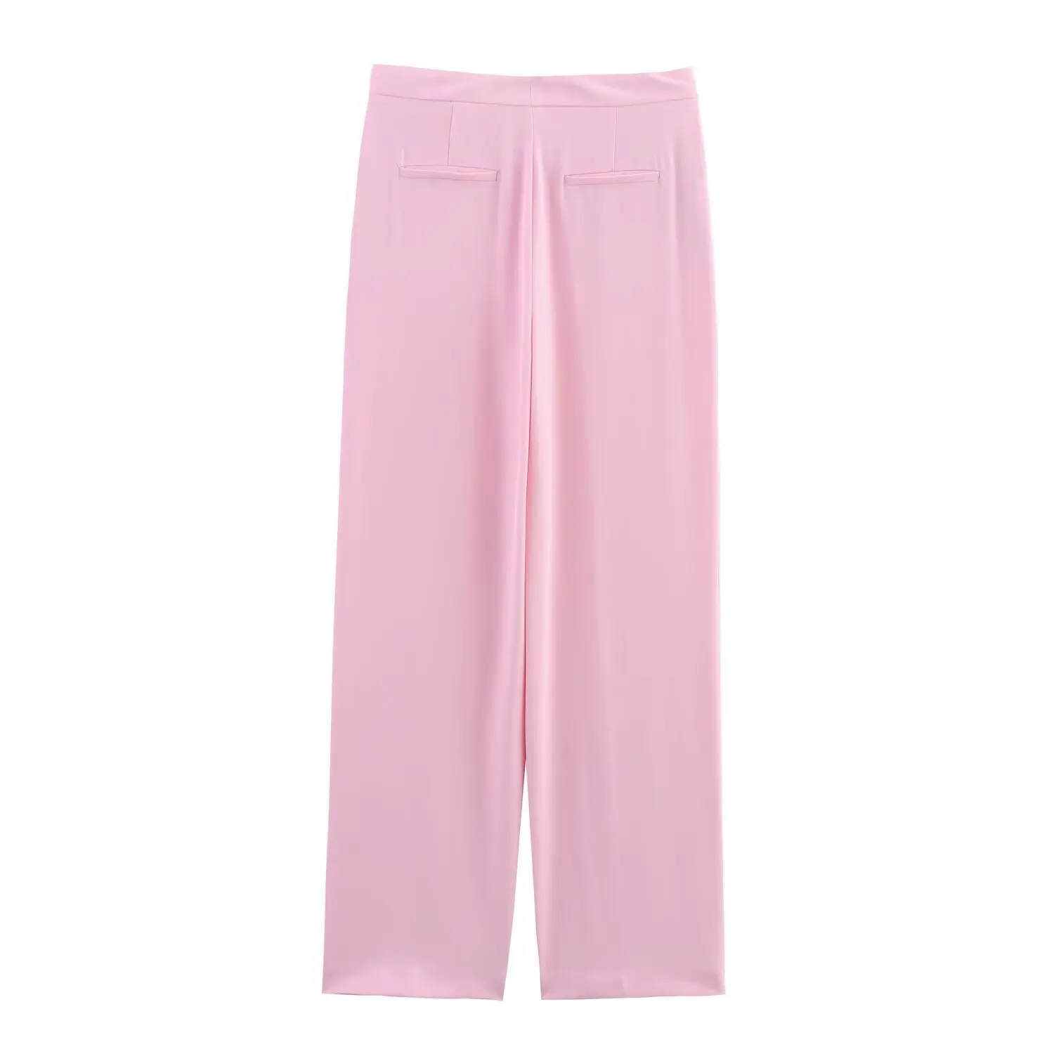 

Ele Feather Trim Cuff Suit Jaet And Straight Leg Pants Set Women's Faion Outerwear Long Sve Button up Sle