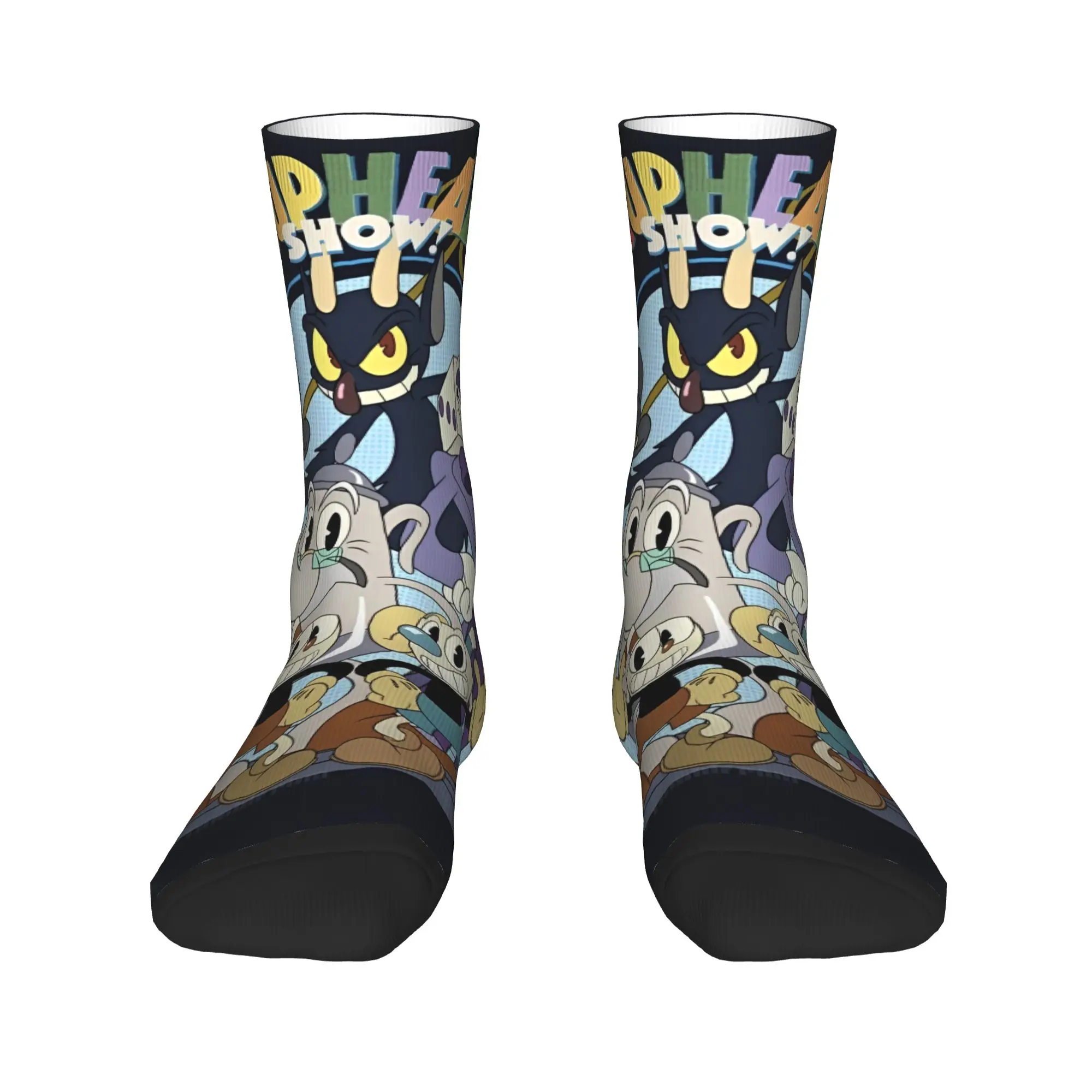 カップヘッド漫画靴下レトロストッキング冬アンチスキッドユニセックス男性靴下高品質グラフィックアウトドアスポーツ靴下