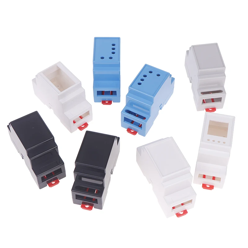 กล่องพลาสติกสำหรับอุปกรณ์อิเล็กทรอนิกส์ 1 ชิ้น กล่องรวมสัญญาณ PLC แบบติดราง DIN 4 สี กล่องใส่อุปกรณ์ติดตั้งบนราง 35 มม. ขนาด 88x37x59 มม.
