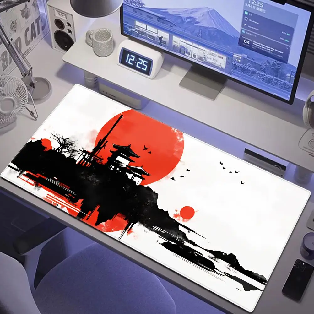 

HYBXAXC Japanese Samurai Office Rug,Mouse Pad with Japan View,Ink Desk Rug,Artisan Decoration, Desk Underrug,Artistic Ukiyo-e