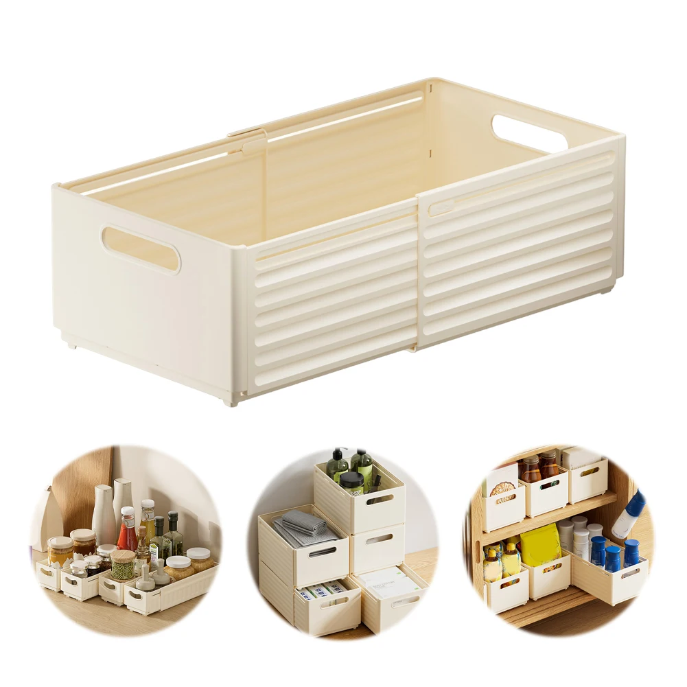 

Набор из 2 регулируемых расширяемых пластиковых контейнеров для хранения, штабелируемые ящики для шкафа, кладовой, гардеробной