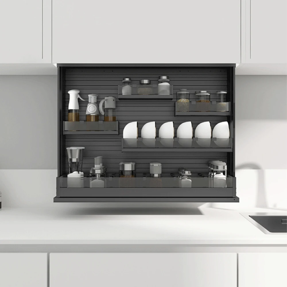

Smart Lifting System Aluminum Modular Hanging Storage Kitchen Furniture Cabinet Electric Lifting Units Dishware Spice Storage